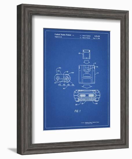 PP1072-Blueprint Super Nintendo Console Remote and Cartridge Patent Poster-Cole Borders-Framed Giclee Print