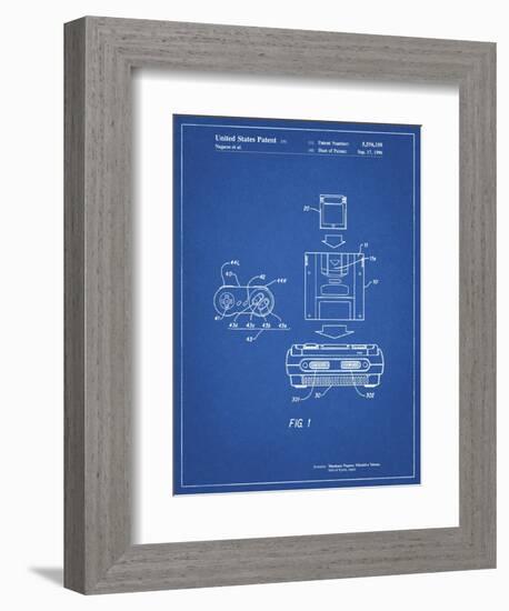 PP1072-Blueprint Super Nintendo Console Remote and Cartridge Patent Poster-Cole Borders-Framed Giclee Print