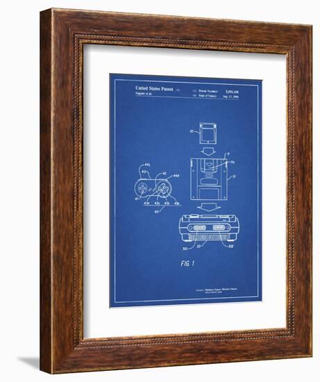 PP1072-Blueprint Super Nintendo Console Remote and Cartridge Patent Poster-Cole Borders-Framed Giclee Print