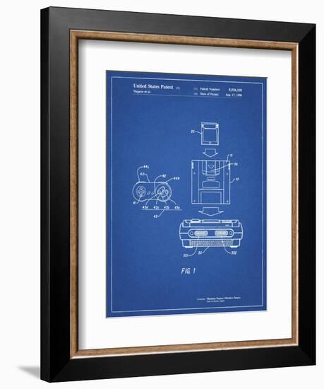 PP1072-Blueprint Super Nintendo Console Remote and Cartridge Patent Poster-Cole Borders-Framed Giclee Print