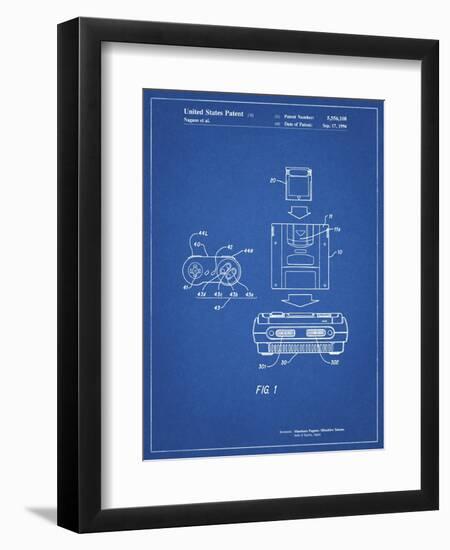 PP1072-Blueprint Super Nintendo Console Remote and Cartridge Patent Poster-Cole Borders-Framed Giclee Print