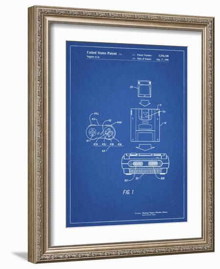 PP1072-Blueprint Super Nintendo Console Remote and Cartridge Patent Poster-Cole Borders-Framed Giclee Print