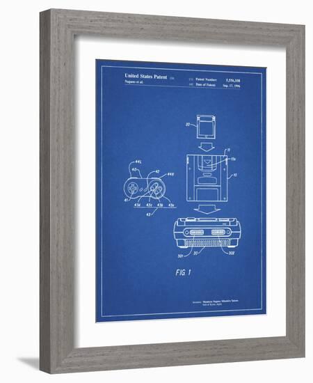 PP1072-Blueprint Super Nintendo Console Remote and Cartridge Patent Poster-Cole Borders-Framed Giclee Print