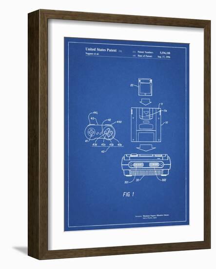 PP1072-Blueprint Super Nintendo Console Remote and Cartridge Patent Poster-Cole Borders-Framed Giclee Print