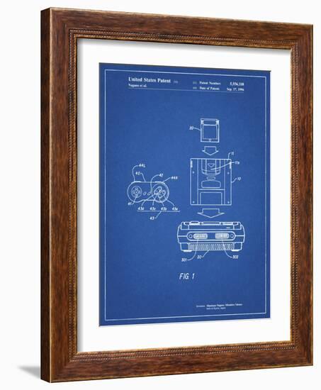 PP1072-Blueprint Super Nintendo Console Remote and Cartridge Patent Poster-Cole Borders-Framed Giclee Print