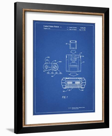 PP1072-Blueprint Super Nintendo Console Remote and Cartridge Patent Poster-Cole Borders-Framed Giclee Print