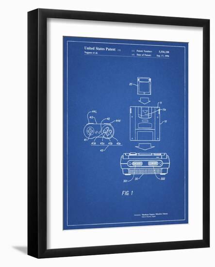 PP1072-Blueprint Super Nintendo Console Remote and Cartridge Patent Poster-Cole Borders-Framed Giclee Print