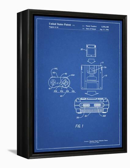 PP1072-Blueprint Super Nintendo Console Remote and Cartridge Patent Poster-Cole Borders-Framed Premier Image Canvas