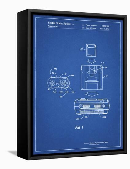 PP1072-Blueprint Super Nintendo Console Remote and Cartridge Patent Poster-Cole Borders-Framed Premier Image Canvas