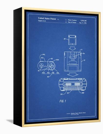 PP1072-Blueprint Super Nintendo Console Remote and Cartridge Patent Poster-Cole Borders-Framed Premier Image Canvas