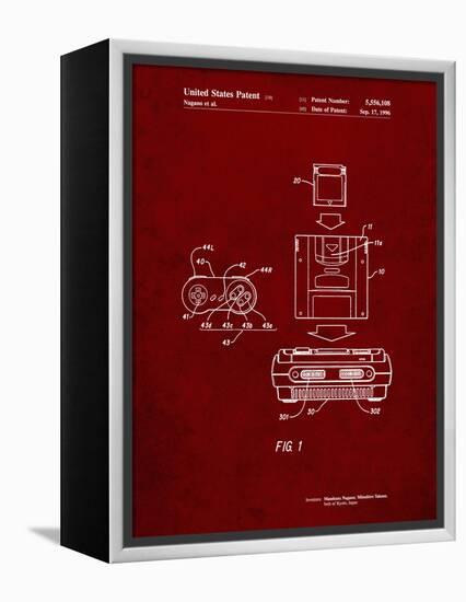 PP1072-Burgundy Super Nintendo Console Remote and Cartridge Patent Poster-Cole Borders-Framed Premier Image Canvas