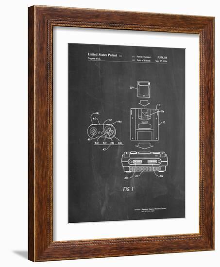 PP1072-Chalkboard Super Nintendo Console Remote and Cartridge Patent Poster-Cole Borders-Framed Giclee Print