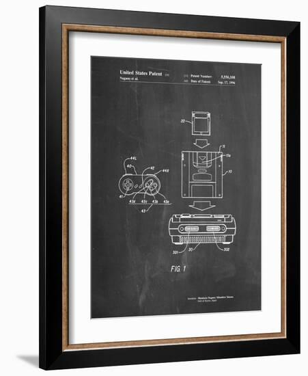 PP1072-Chalkboard Super Nintendo Console Remote and Cartridge Patent Poster-Cole Borders-Framed Giclee Print