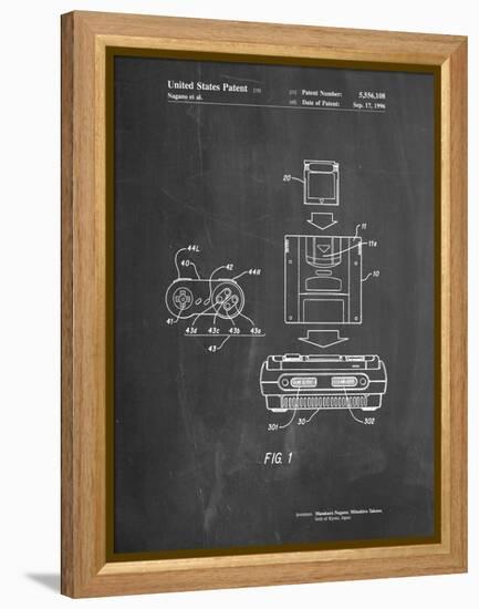 PP1072-Chalkboard Super Nintendo Console Remote and Cartridge Patent Poster-Cole Borders-Framed Premier Image Canvas