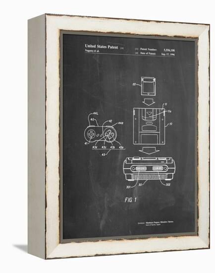 PP1072-Chalkboard Super Nintendo Console Remote and Cartridge Patent Poster-Cole Borders-Framed Premier Image Canvas