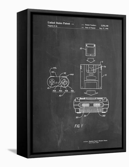 PP1072-Chalkboard Super Nintendo Console Remote and Cartridge Patent Poster-Cole Borders-Framed Premier Image Canvas