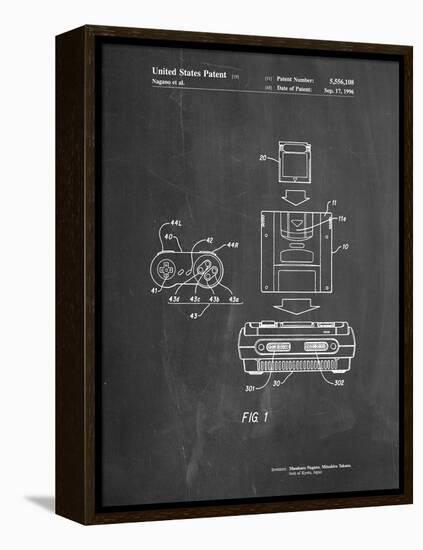 PP1072-Chalkboard Super Nintendo Console Remote and Cartridge Patent Poster-Cole Borders-Framed Premier Image Canvas