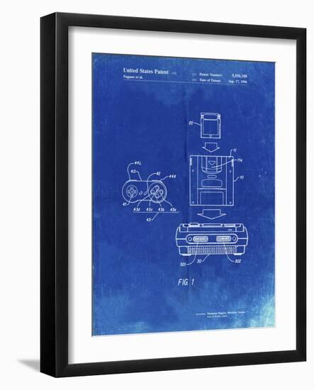 PP1072-Faded Blueprint Super Nintendo Console Remote and Cartridge Patent Poster-Cole Borders-Framed Giclee Print