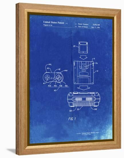 PP1072-Faded Blueprint Super Nintendo Console Remote and Cartridge Patent Poster-Cole Borders-Framed Premier Image Canvas