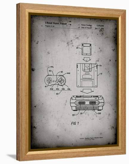 PP1072-Faded Grey Super Nintendo Console Remote and Cartridge Patent Poster-Cole Borders-Framed Premier Image Canvas