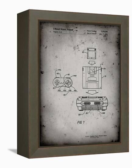 PP1072-Faded Grey Super Nintendo Console Remote and Cartridge Patent Poster-Cole Borders-Framed Premier Image Canvas