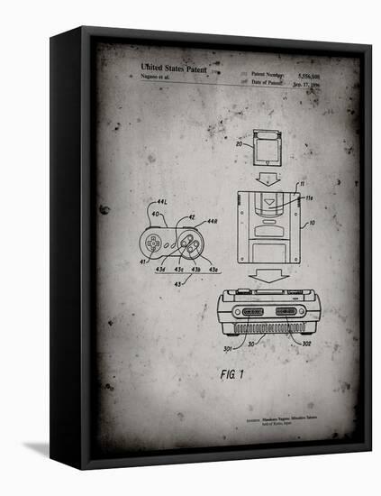 PP1072-Faded Grey Super Nintendo Console Remote and Cartridge Patent Poster-Cole Borders-Framed Premier Image Canvas