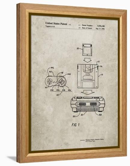PP1072-Sandstone Super Nintendo Console Remote and Cartridge Patent Poster-Cole Borders-Framed Premier Image Canvas