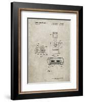 PP1072-Sandstone Super Nintendo Console Remote and Cartridge Patent Poster-Cole Borders-Framed Giclee Print