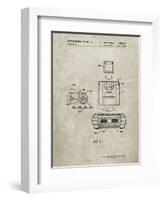 PP1072-Sandstone Super Nintendo Console Remote and Cartridge Patent Poster-Cole Borders-Framed Giclee Print