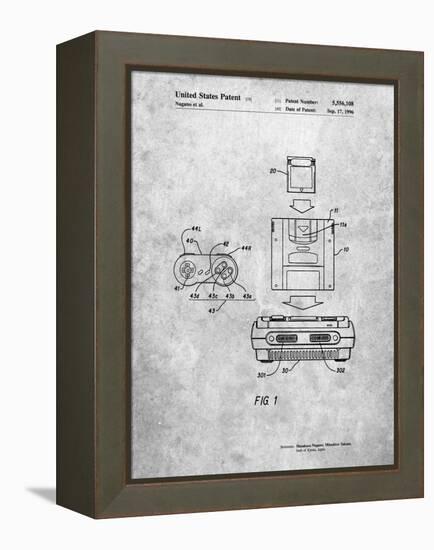 PP1072-Slate Super Nintendo Console Remote and Cartridge Patent Poster-Cole Borders-Framed Premier Image Canvas