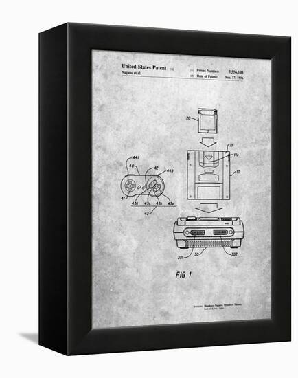 PP1072-Slate Super Nintendo Console Remote and Cartridge Patent Poster-Cole Borders-Framed Premier Image Canvas