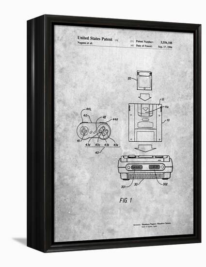 PP1072-Slate Super Nintendo Console Remote and Cartridge Patent Poster-Cole Borders-Framed Premier Image Canvas