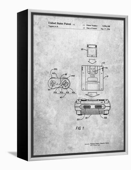 PP1072-Slate Super Nintendo Console Remote and Cartridge Patent Poster-Cole Borders-Framed Premier Image Canvas