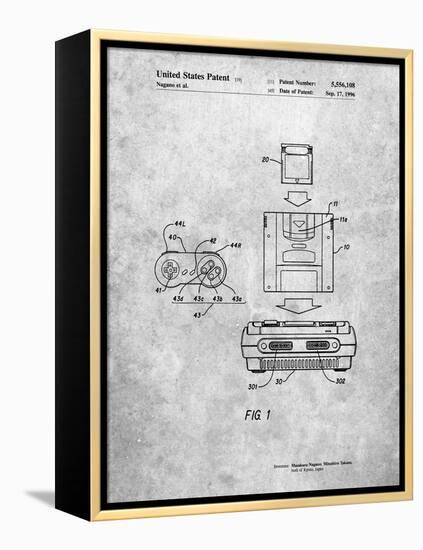 PP1072-Slate Super Nintendo Console Remote and Cartridge Patent Poster-Cole Borders-Framed Premier Image Canvas