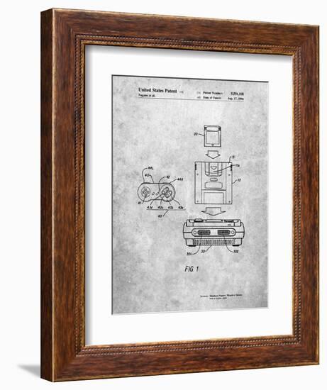 PP1072-Slate Super Nintendo Console Remote and Cartridge Patent Poster-Cole Borders-Framed Premium Giclee Print