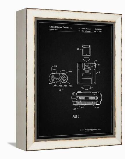 PP1072-Vintage Black Super Nintendo Console Remote and Cartridge Patent Poster-Cole Borders-Framed Premier Image Canvas