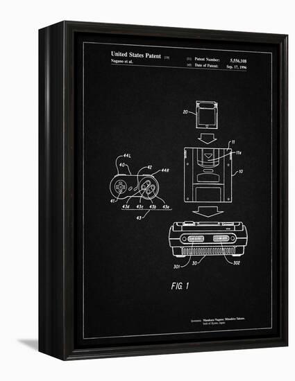 PP1072-Vintage Black Super Nintendo Console Remote and Cartridge Patent Poster-Cole Borders-Framed Premier Image Canvas