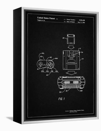 PP1072-Vintage Black Super Nintendo Console Remote and Cartridge Patent Poster-Cole Borders-Framed Premier Image Canvas