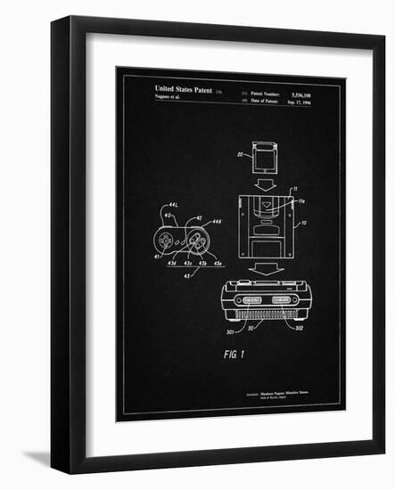 PP1072-Vintage Black Super Nintendo Console Remote and Cartridge Patent Poster-Cole Borders-Framed Giclee Print