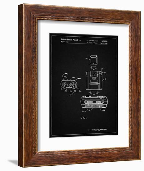 PP1072-Vintage Black Super Nintendo Console Remote and Cartridge Patent Poster-Cole Borders-Framed Premium Giclee Print