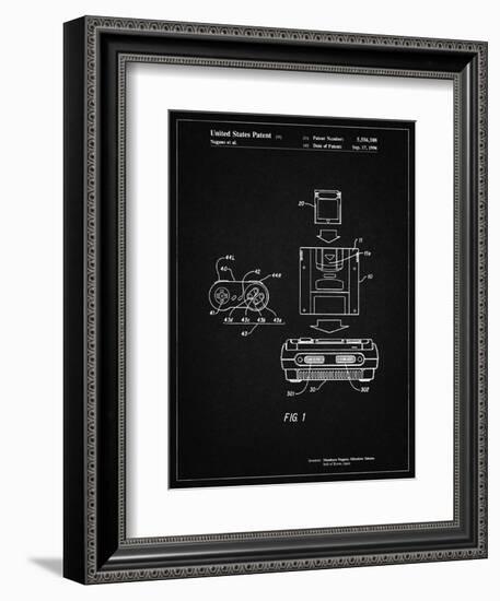 PP1072-Vintage Black Super Nintendo Console Remote and Cartridge Patent Poster-Cole Borders-Framed Premium Giclee Print