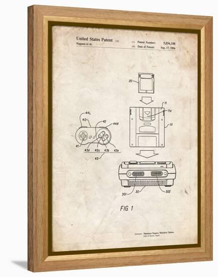 PP1072-Vintage Parchment Super Nintendo Console Remote and Cartridge Patent Poster-Cole Borders-Framed Premier Image Canvas