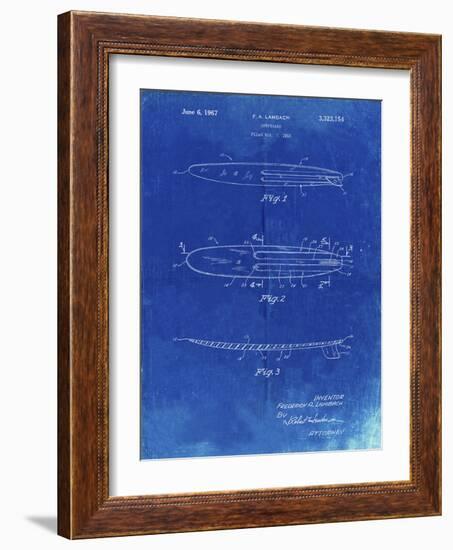 PP1073-Faded Blueprint Surfboard 1965 Patent Poster-Cole Borders-Framed Giclee Print