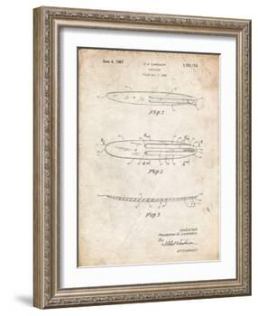 PP1073-Vintage Parchment Surfboard 1965 Patent Poster-Cole Borders-Framed Giclee Print