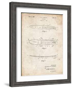 PP1073-Vintage Parchment Surfboard 1965 Patent Poster-Cole Borders-Framed Giclee Print
