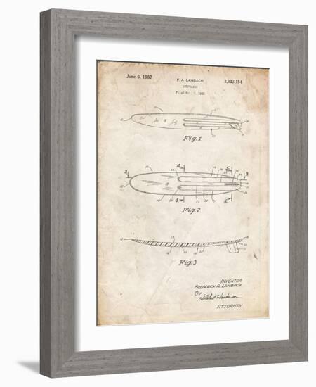 PP1073-Vintage Parchment Surfboard 1965 Patent Poster-Cole Borders-Framed Giclee Print