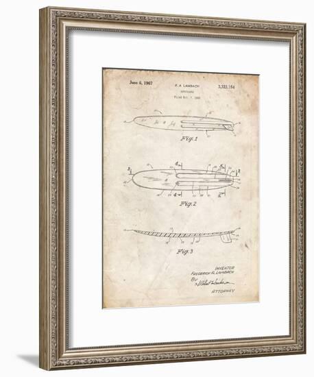 PP1073-Vintage Parchment Surfboard 1965 Patent Poster-Cole Borders-Framed Giclee Print