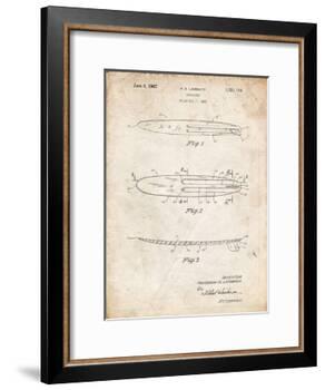 PP1073-Vintage Parchment Surfboard 1965 Patent Poster-Cole Borders-Framed Giclee Print