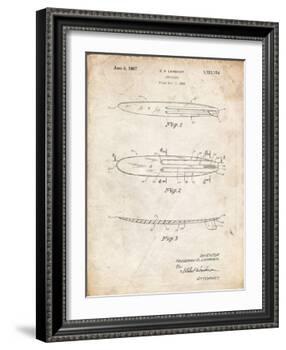 PP1073-Vintage Parchment Surfboard 1965 Patent Poster-Cole Borders-Framed Giclee Print