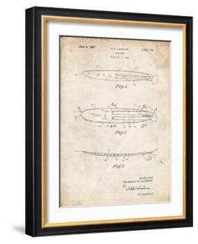 PP1073-Vintage Parchment Surfboard 1965 Patent Poster-Cole Borders-Framed Giclee Print